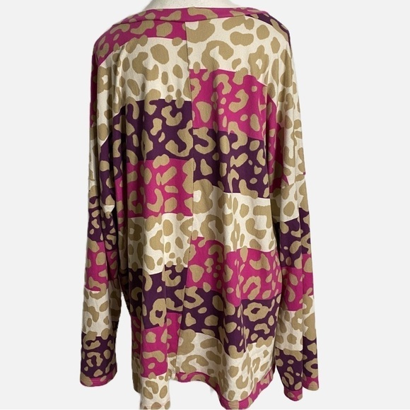 Sew in Love Striped Animal Print Long Sleeve V-Neck Top - Picture 2 of 9